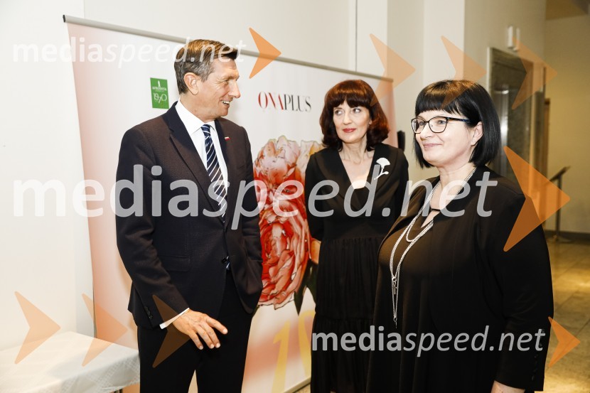  Borut Pahor, predsednik Republike Slovenije;  Sabina Obolnar, odgovorna urednica One in Onaplus;  Nataša  Luša, direktorica družbe Delo d.o.o.Ona desetletja je Jožica Maučec Zakotnik