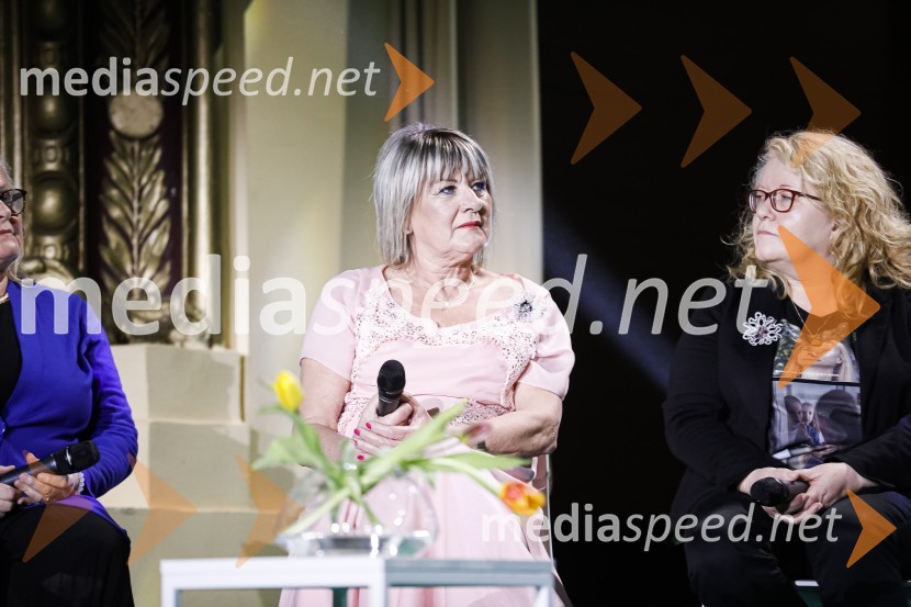  Danica Zorin Mijošek, ustanoviteljica  Kozmetike Afrodita;  Maja Plaz, predsednica društva SOS-telefonOna desetletja je Jožica Maučec Zakotnik