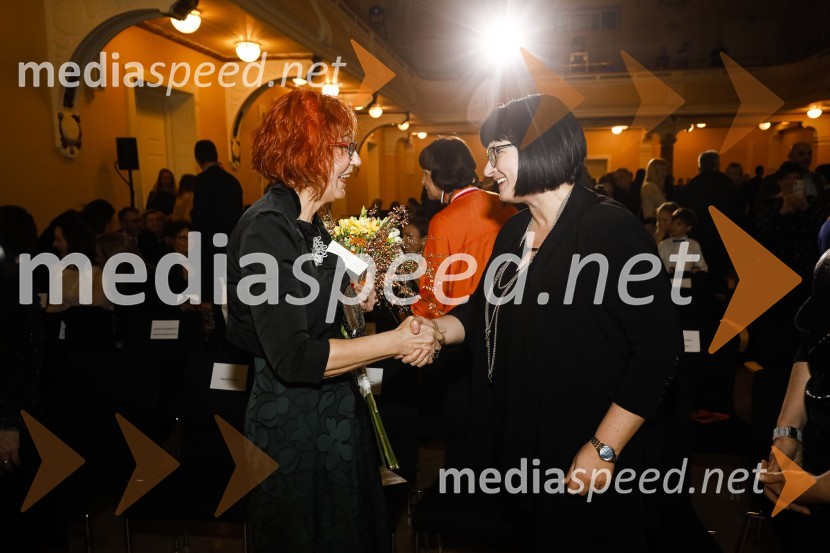  Jožica Maučec Zakotnik,  dr. med. spec., državna sekretarka na ministrstvu za zdravje ;  Nataša  Luša, direktorica družbe Delo d.o.o.Ona desetletja je Jožica Maučec Zakotnik