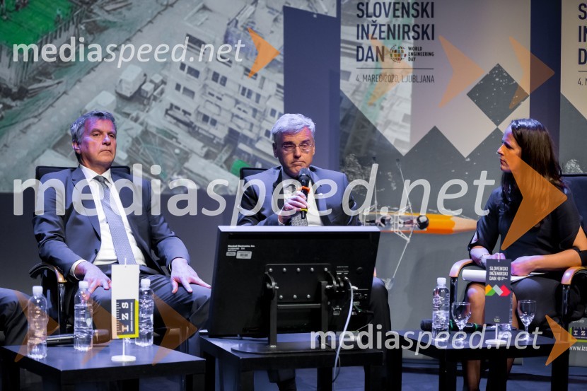  Bogdan Barbič, direktor družbe HESS; mag. Črtomir Remec, direktor Stanovanjskega sklada RS;  Jana Lutovac Lah, voditeljicaSlovenski inženirski dan
