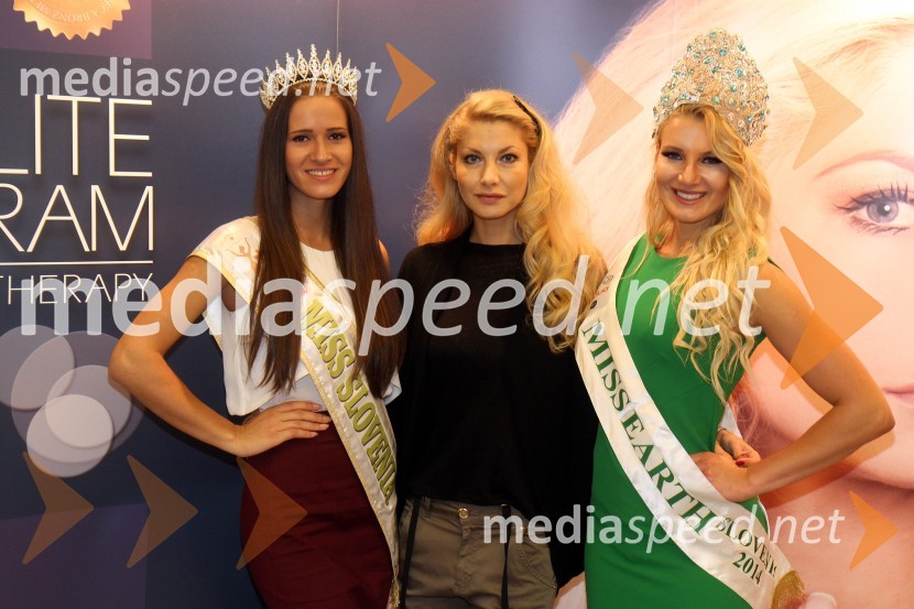  Julija Bizjak, Miss Slovenije 2014, model Atlantisa in miss osebnost;  Lucija Gubenšek, manekenka,  solastnica in brand maneger znamke Susnyara;  Patricia  Peklar, Miss Earth 2014Miss Slovenije skozi čas