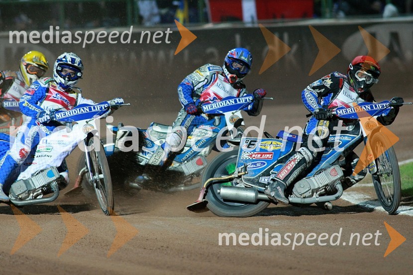 Nicki Pedersen, Danska, Rune Holta, Poljska in Greg Hancock, ZDASPEEDWAY GRAND PRIX 2008, VN Italije 2008, dirka