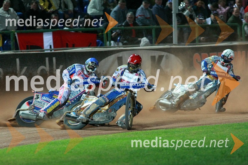 Jason Crump, Avstralija, Krzysztof Kasprzak, Poljska in Rune Holta, PoljskaSPEEDWAY GRAND PRIX 2008, VN Italije 2008, dirka