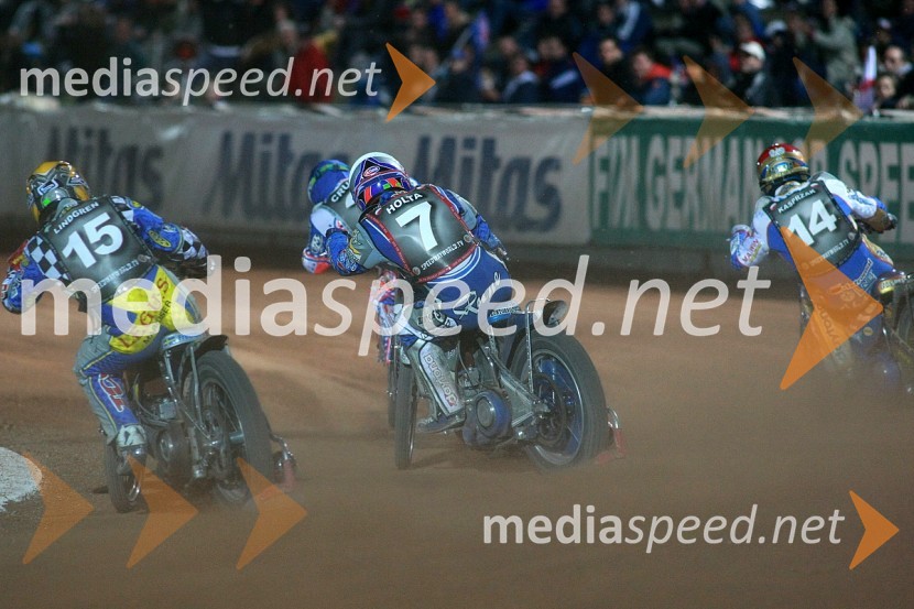 Fredrik Lindgren, Švedska, Rune Holta, Poljska in Krzysztof Kasprzak, PoljskaSPEEDWAY GRAND PRIX 2008, VN Italije 2008, dirka