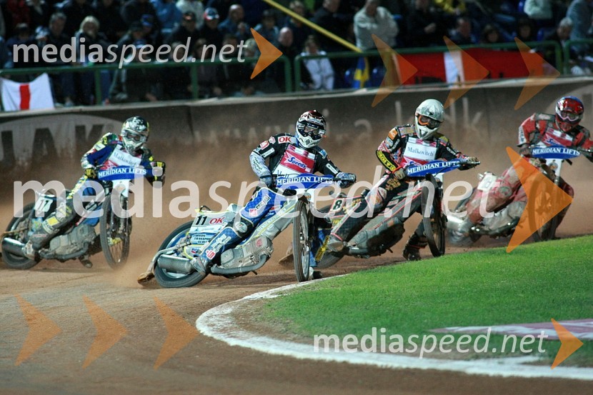 Mattia Carpanese, Italija, Bjarne Pedersen, Danska, Scott Nicholls, Velika Britanija in Guglielmo Franchetti, ItalijaSPEEDWAY GRAND PRIX 2008, VN Italije 2008, dirka