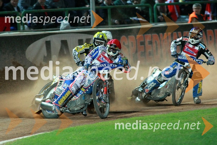 Hans Andersen, Danska, Jason Crump, Avstralija in Bjarne Pedersen, DanskaSPEEDWAY GRAND PRIX 2008, VN Italije 2008, dirka