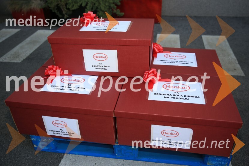 Henkel podaril 2 toni izdelkov in računalnike