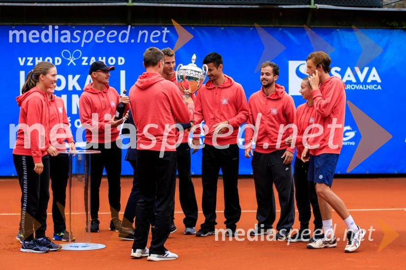  Živa Falkner, teniška igralka;  Robi  Cokan, kapetan vzhoda;  Mike Urbanija, teniški igralec;  Nik  Razboršek, teniški igralec;  Bor Artnak, teniški igralecBlaž Rola in Bor Artnak, zmagovalca pokala Mime Jaušovec