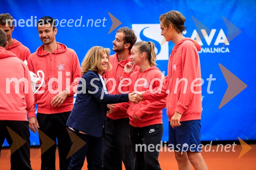  Mike Urbanija, teniški igralec;  Mima  Jaušovec, nekdanja slovenska tenisačica;  Nik  Razboršek, teniški igralec;  Pia Čuk, teniška igralka;  Bor Artnak, teniški igralecBlaž Rola in Bor Artnak, zmagovalca pokala Mime Jaušovec