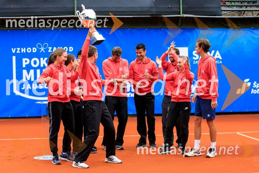  Živa Falkner, teniška igralka;  Robi  Cokan, kapetan vzhoda;  Blaž  Rola, teniški igralec;  Mike Urbanija, teniški igralec;  Nik  Razboršek, teniški igralec;  Pia Čuk, teniška igralka;  Bor Artnak, teniški igralecBlaž Rola in Bor Artnak, zmagovalca pokala Mime Jaušovec