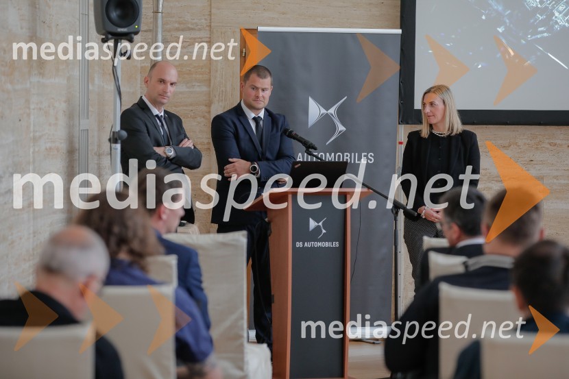  Peter Horvat, direktor LPP d.o.o.;  Rok Marolt, produktni vodja znamke Citroen in DS Slovenija;  Barbara Kmet, vodja komunikacij in dogodkov, P Automobil ImportPredstavitev DS7 Crossback in DS3 Crossback