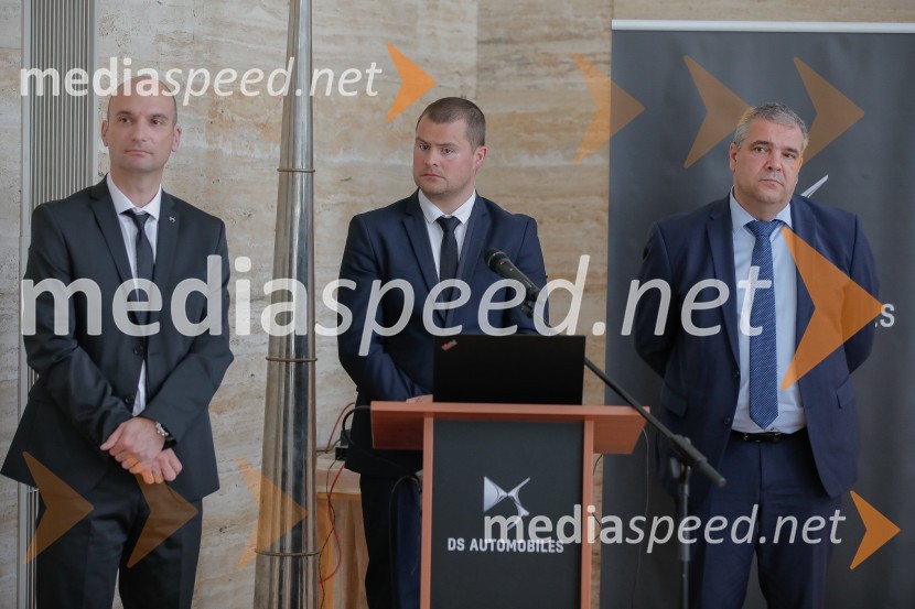  Peter Horvat, direktor LPP d.o.o.;  Rok Marolt, produktni vodja znamke Citroen in DS Slovenija;  Jožko  Tomšič, generalni director P Automobil Import / C Automobil ImportPredstavitev DS7 Crossback in DS3 Crossback