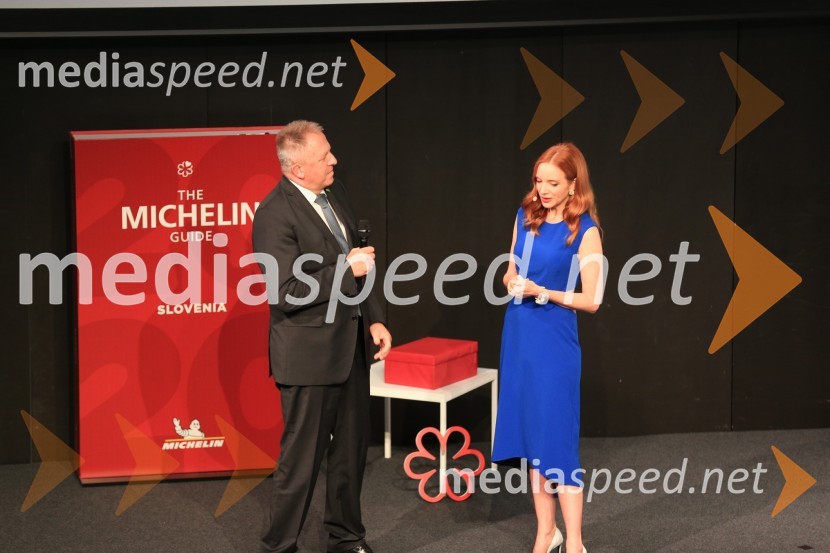  Zdravko Počivalšek, minister za gospodarski razvoj in tehnologijo;  Mojca Mavec, voditeljicaRazglasitev Michelinovih zvezdic v Sloveniji