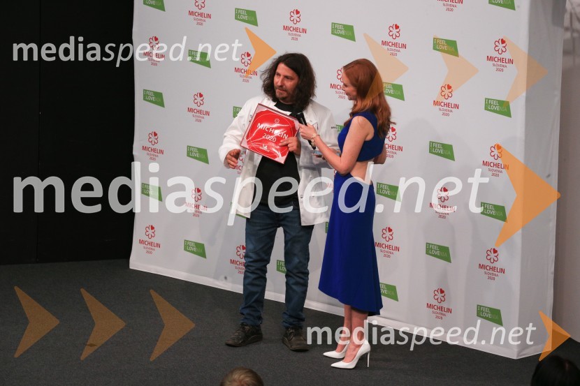  Gregor Vračko, kuharski mojster, Hiša Denk;  Mojca Mavec, voditeljicaRazglasitev Michelinovih zvezdic v Sloveniji