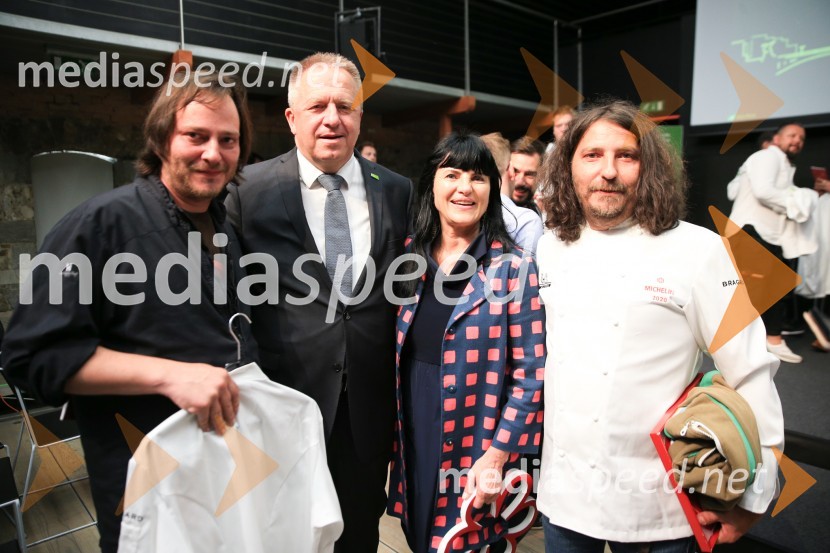  David Vračko, restavracija Mak;  Zdravko Počivalšek, minister za gospodarski razvoj in tehnologijo; mag.  Helena  Cvikl, generalna direktorica direktorata za turizem - MGRT;  Gregor Vračko, chef Hiše DenkRazglasitev Michelinovih zvezdic v Sloveniji