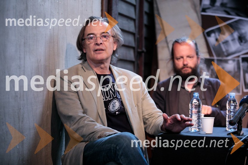   Igor  Samobor, igralec, ravnatelj SNG Drama Ljubljana;  Sebastijan  Horvat, režiserNovinarska konferenca ob razgrnitvi programa 54. festivala BITEF in podelitvi festivalskih nagrad