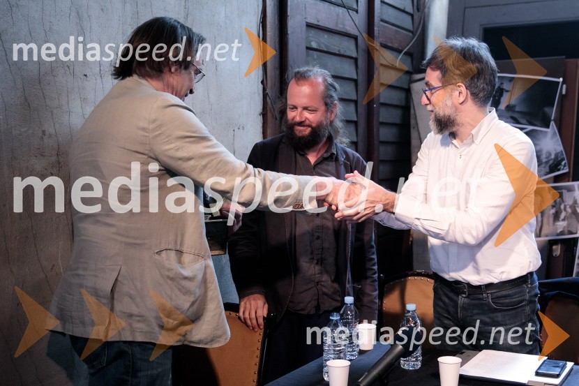   Igor  Samobor, igralec, ravnatelj SNG Drama Ljubljana;  Sebastijan  Horvat, režiser;  Ivan  Medenica, gledališki kritik, umetniški direktor festivala BITEFNovinarska konferenca ob razgrnitvi programa 54. festivala BITEF in podelitvi festivalskih nagrad