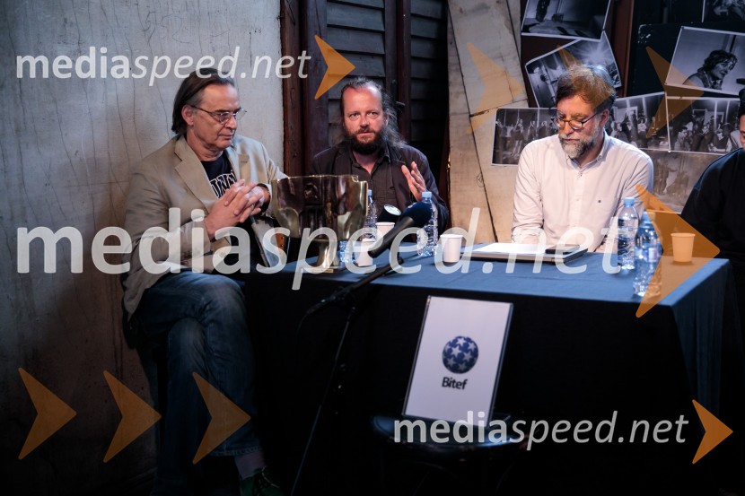   Igor  Samobor, igralec, ravnatelj SNG Drama Ljubljana;  Sebastijan  Horvat, režiser;  Ivan  Medenica, gledališki kritik, umetniški direktor festivala BITEFNovinarska konferenca ob razgrnitvi programa 54. festivala BITEF in podelitvi festivalskih nagrad