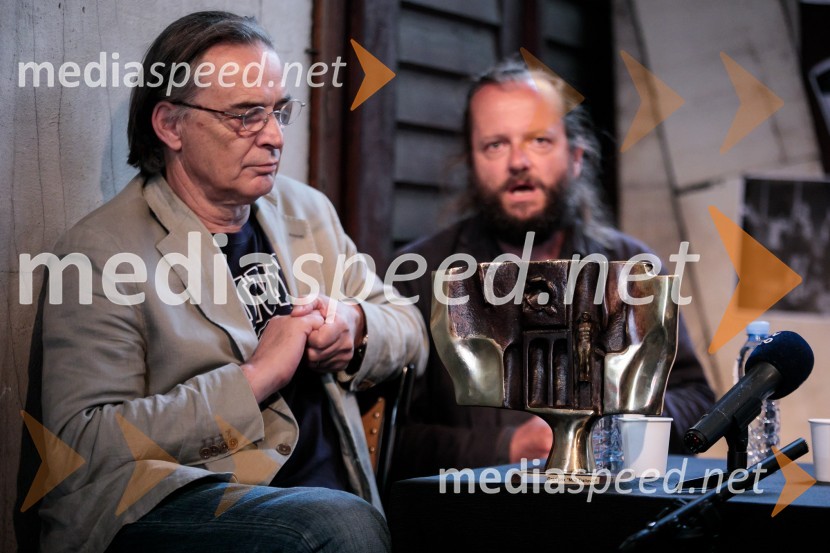   Igor  Samobor, igralec, ravnatelj SNG Drama Ljubljana;  Sebastijan  Horvat, režiserNovinarska konferenca ob razgrnitvi programa 54. festivala BITEF in podelitvi festivalskih nagrad