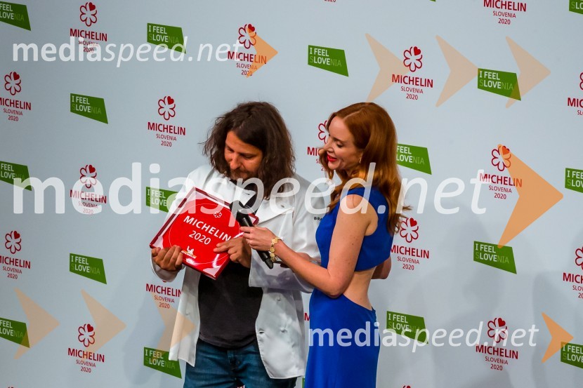  Gregor Vračko, kuharski mojster, Hiša Denk;  Mojca Mavec, voditeljicaRazglasitev Michelinovih zvezdic v Sloveniji