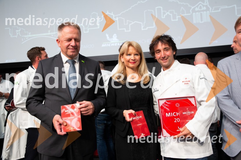  Zdravko Počivalšek, minister za gospodarski razvoj in tehnologijo; mag. Maja Pak Olaj, direktorica, Slovenska turistična organizacija;  Tomaž Kavčič, kuharski mojster, Pri Lojzetu, Zemono, podpredsednik BASSRazglasitev Michelinovih zvezdic v Sloveniji
