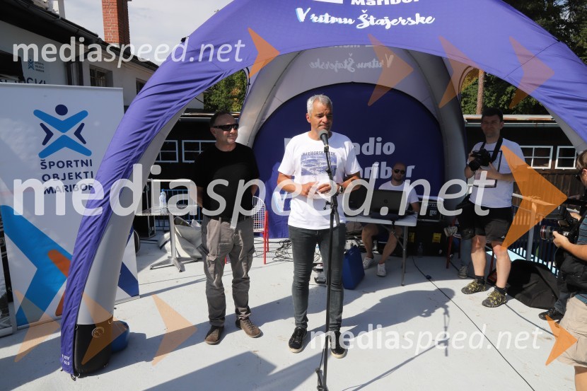  Stane Kocutar, mestni viničar, skrbnik Stare trte, novinar Radia Maribor, zgodovinar;  Aleksander Saša Arsenovič, župan, Mestna občina MariborOtvoritev Mariborskega otoka in praznovanje 90 let