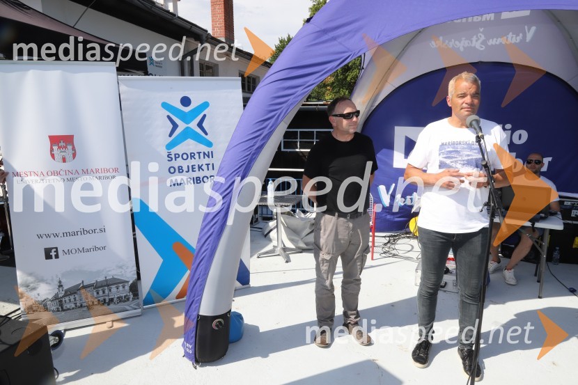  Stane Kocutar, mestni viničar, skrbnik Stare trte, novinar Radia Maribor, zgodovinar;  Aleksander Saša Arsenovič, župan, Mestna občina MariborOtvoritev Mariborskega otoka in praznovanje 90 let