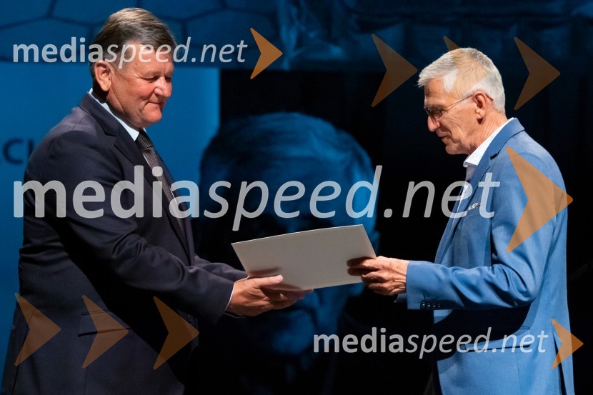 dr. Aleksander Jevšek, župan Mestne občine Murska Sobota;  Ludvik ZelkoMilan Kučan, častni občan MO Murska Sobota