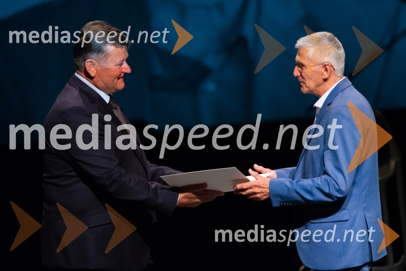 dr. Aleksander Jevšek, župan Mestne občine Murska Sobota;  Ludvik ZelkoMilan Kučan, častni občan MO Murska Sobota