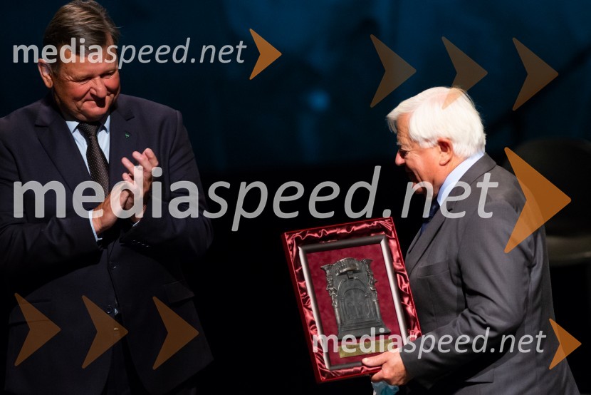 dr. Aleksander Jevšek, župan Mestne občine Murska Sobota;  Milan Kučan, nekdanji predsednik Republike SlovenijeMilan Kučan, častni občan MO Murska Sobota