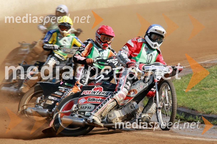 Grzegorz Zengota, Poljska, Lewis Bridger, Velika Britanija, Tai Woffinden, Velika Britanija in Matej Kus, ČeškaSPEEDWAY, SP mladincev 2008 - finale