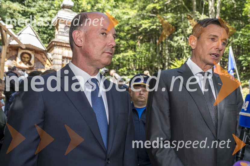  Timur Ejvazov, Ruski veleposlanik v Sloveniji;  Borut Pahor, predsednik Republike SlovenijeSpominska slovesnost Ruska kapelica 2020