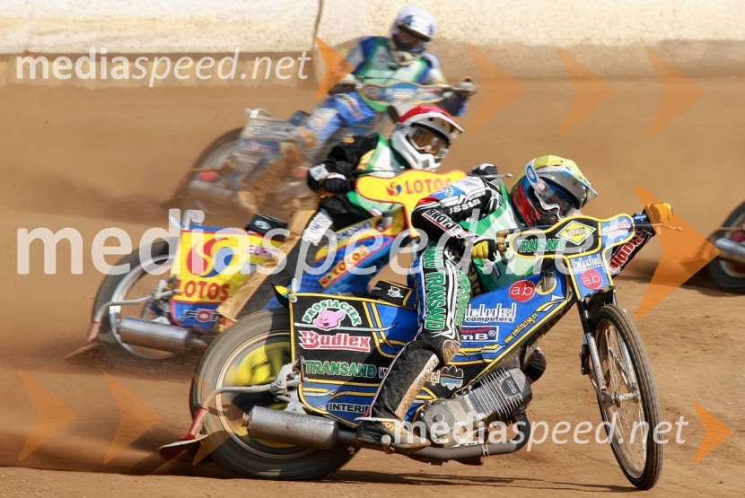 Martin Vaculik, Slovaška, Andriy Karpov, Ukrajina in Emil Saifutdinov, RusijaSPEEDWAY, SP mladincev 2008 - finale