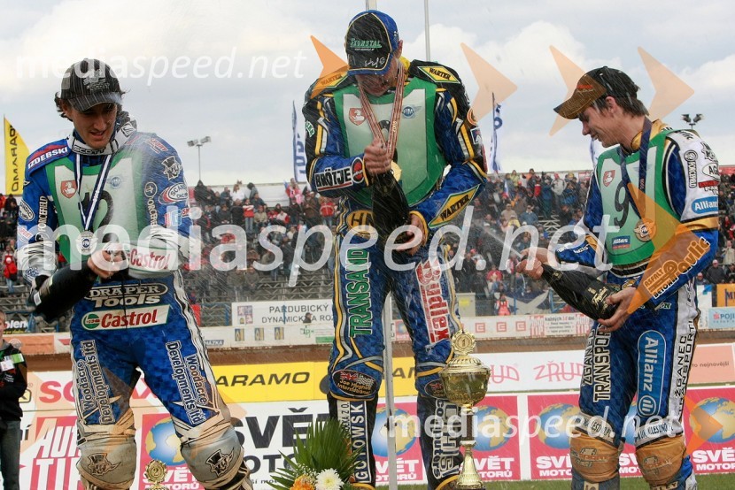 Chris Holder, Avstralija, Emil Saifutdinov, Rusija in Jurica Pavlic, HrvaškaSPEEDWAY, SP mladincev 2008 - finale