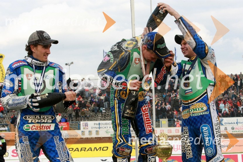 Chris Holder, Avstralija, Emil Saifutdinov, Rusija in Jurica Pavlic, HrvaškaSPEEDWAY, SP mladincev 2008 - finale