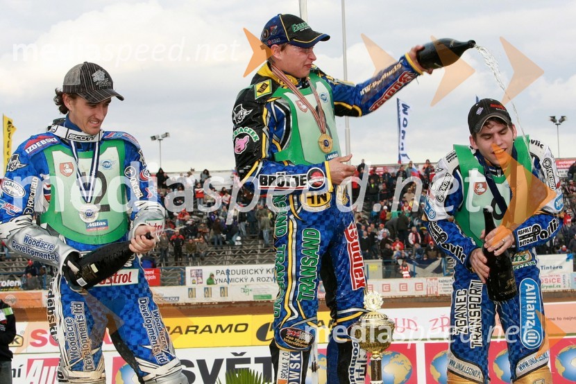 Chris Holder, Avstralija, Emil Saifutdinov, Rusija in Jurica Pavlic, HrvaškaSPEEDWAY, SP mladincev 2008 - finale