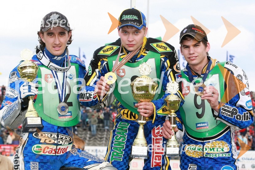 Chris Holder, Avstralija, Emil Saifutdinov, Rusija in Jurica Pavlic, HrvaškaSPEEDWAY, SP mladincev 2008 - finale