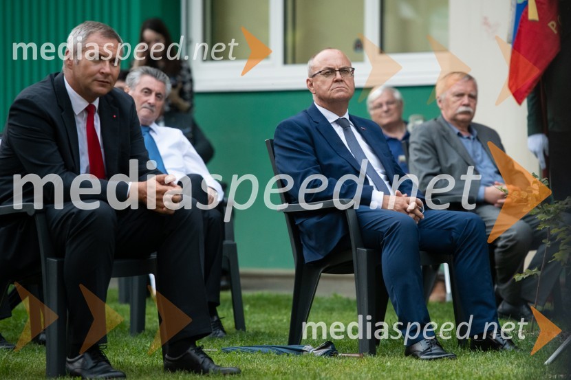 mag. Dejan Židan, predsednik Državnega zbora Republike Slovenije;  Geza Erniša, nekdanji evangeličanski škof;  Jožef Horvat, poslanec, NSi;  Marjan Šiftar, nekdanji ambasador v MakedonijiProslava ob 101. obletnici združitve prekmurskih Slovencev z matičnim narodom