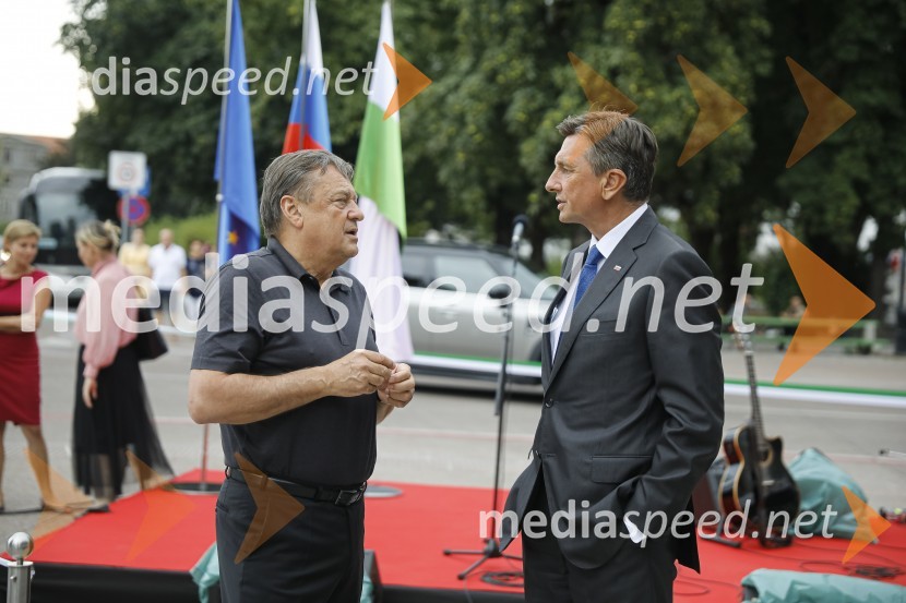  Zoran Janković, župan, Mestna občina Ljubljana;  Borut Pahor, predsednik Republike SlovenijeOdkritje spomenika, posvečenega 100. obletnici priključitve Prekmurja in združitve prekmurskih Slovencev z matičnim narodom