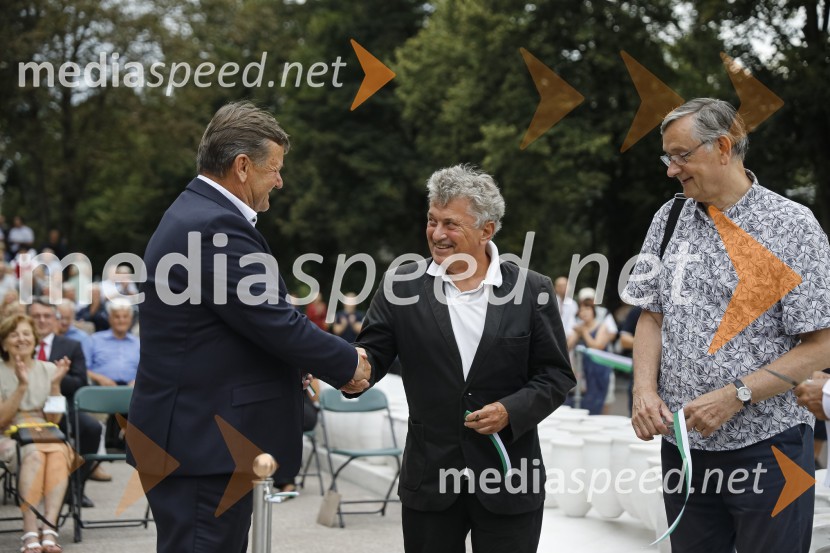 dr. Aleksander Jevšek, župan, Mestna občina Murska Sobota;  ... ;  Danilo Türk, nekdanji predsednik Republike SlovenijeOdkritje spomenika, posvečenega 100. obletnici priključitve Prekmurja in združitve prekmurskih Slovencev z matičnim narodom