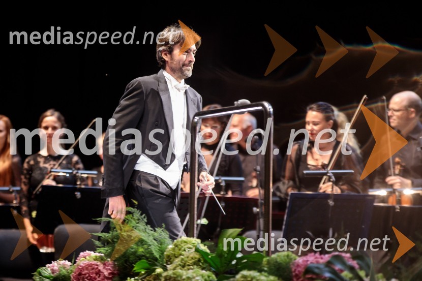  Michelangelo Mazza, dirigentAna Netrebko in Jusif Ejvazov, koncert opernih arij, 68. Ljubljana Festivala