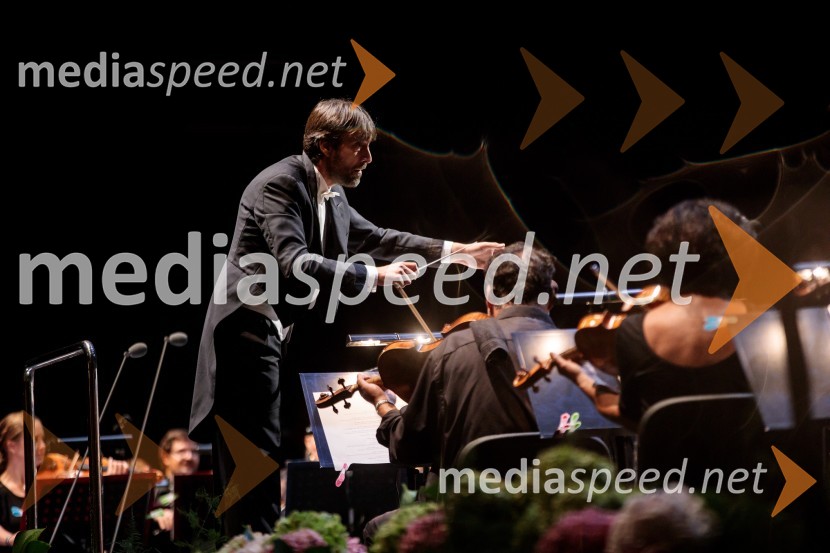  Michelangelo Mazza, dirigentAna Netrebko in Jusif Ejvazov, koncert opernih arij, 68. Ljubljana Festivala