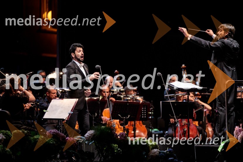  Jusif Ejvazov, tenor;  Michelangelo Mazza, dirigentAna Netrebko in Jusif Ejvazov, koncert opernih arij, 68. Ljubljana Festivala