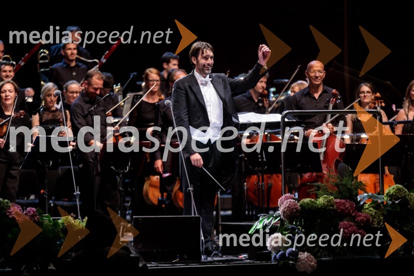  Michelangelo Mazza, dirigentAna Netrebko in Jusif Ejvazov, koncert opernih arij, 68. Ljubljana Festivala