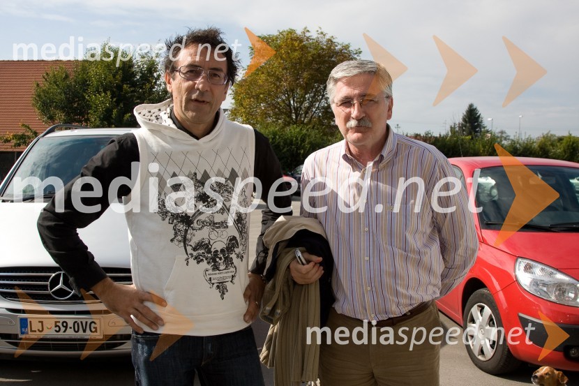 Branko Djurić Djuro, režiser in igralec in Peter Radovič, odgovorni urednik TV SlovenijaSnemanje oddaje Brat bratu