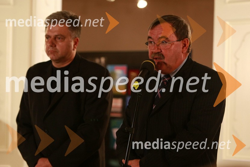 Andrej Verlič, podžupan Maribora in Duško Ljuština, podžupan ZagrebaZlata petdeseta, otvoritev razstave Ivo Robić