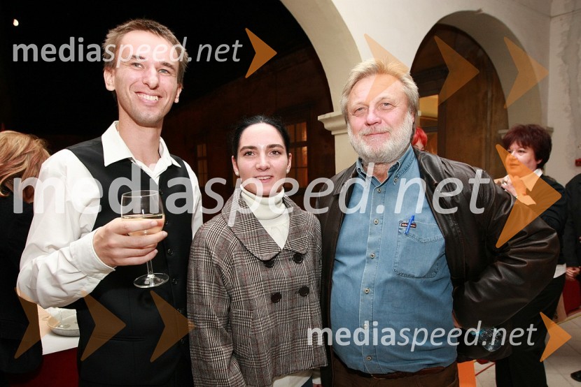 Oskar Habjanič, Pokrajinski muzej Maribor, Andreja Rutar, Televizija Slovenija in Vlado Krejač, v.d. odgovornega urednika Radia MariborZlata petdeseta, otvoritev razstave Ivo Robić