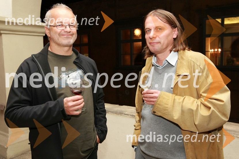 Marko Vezovišek, igralec in Bojan Labovič, režiserZlata petdeseta, otvoritev razstave Ivo Robić