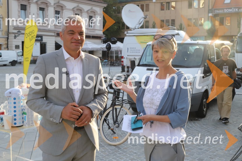  Aleksander Saša Arsenovič, župan, Mestna občina Maribor;  Eva Stavbar, novinarka, urednica RTV SLOZadnja poletna oddaja Dobro jutro iz mariborskega studia RTV SLO