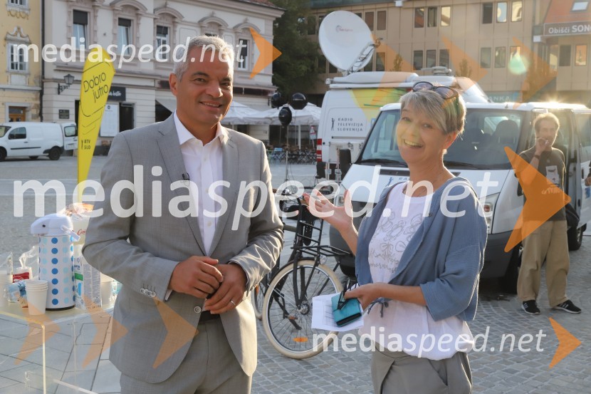  Aleksander Saša Arsenovič, župan, Mestna občina Maribor;  Eva Stavbar, novinarka, urednica RTV SLOZadnja poletna oddaja Dobro jutro iz mariborskega studia RTV SLO
